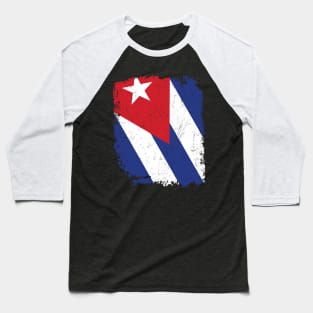 Cuban Flag, Distressed Baseball T-Shirt